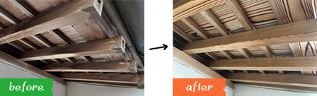 染み抜きのビフォーアフターの写真